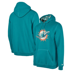 Miami Dolphins New Era 3rd Down Plaid Pullover Hoodie - Teal Hoodies