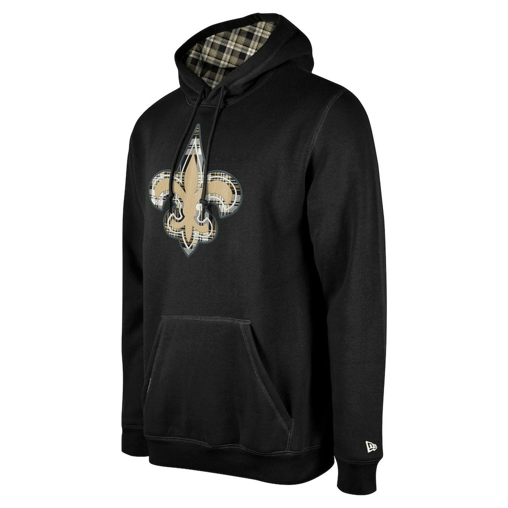 New Orleans Saints New Era 3rd Down Plaid Pullover Hoodie - Black Hoodies