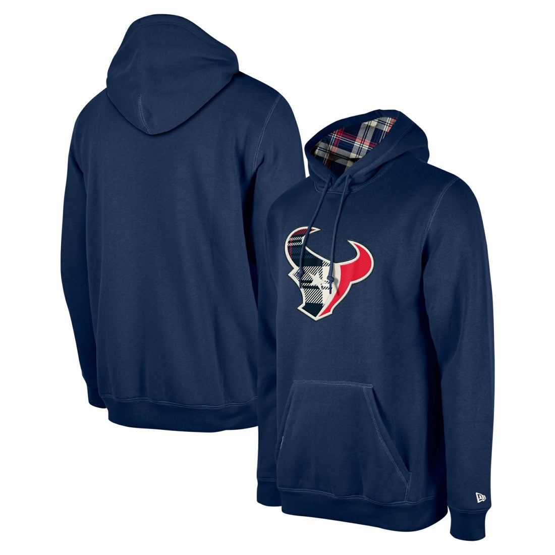 Houston Texans New Era 3rd Down Plaid Pullover Hoodie - Navy Hoodies