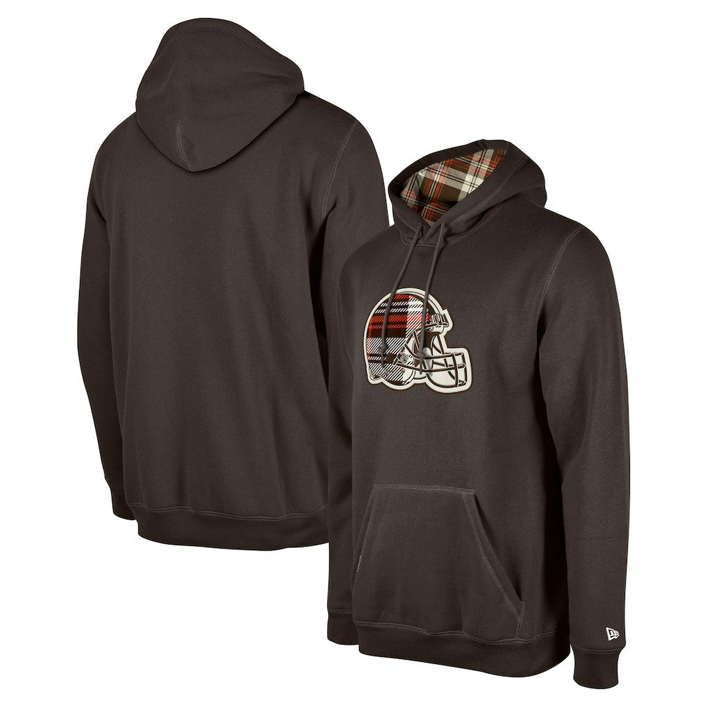 Cleveland Browns New Era 3rd Down Plaid Pullover Hoodie - Brown Hoodies