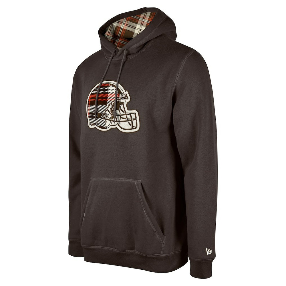 Cleveland Browns New Era 3rd Down Plaid Pullover Hoodie - Brown Hoodies