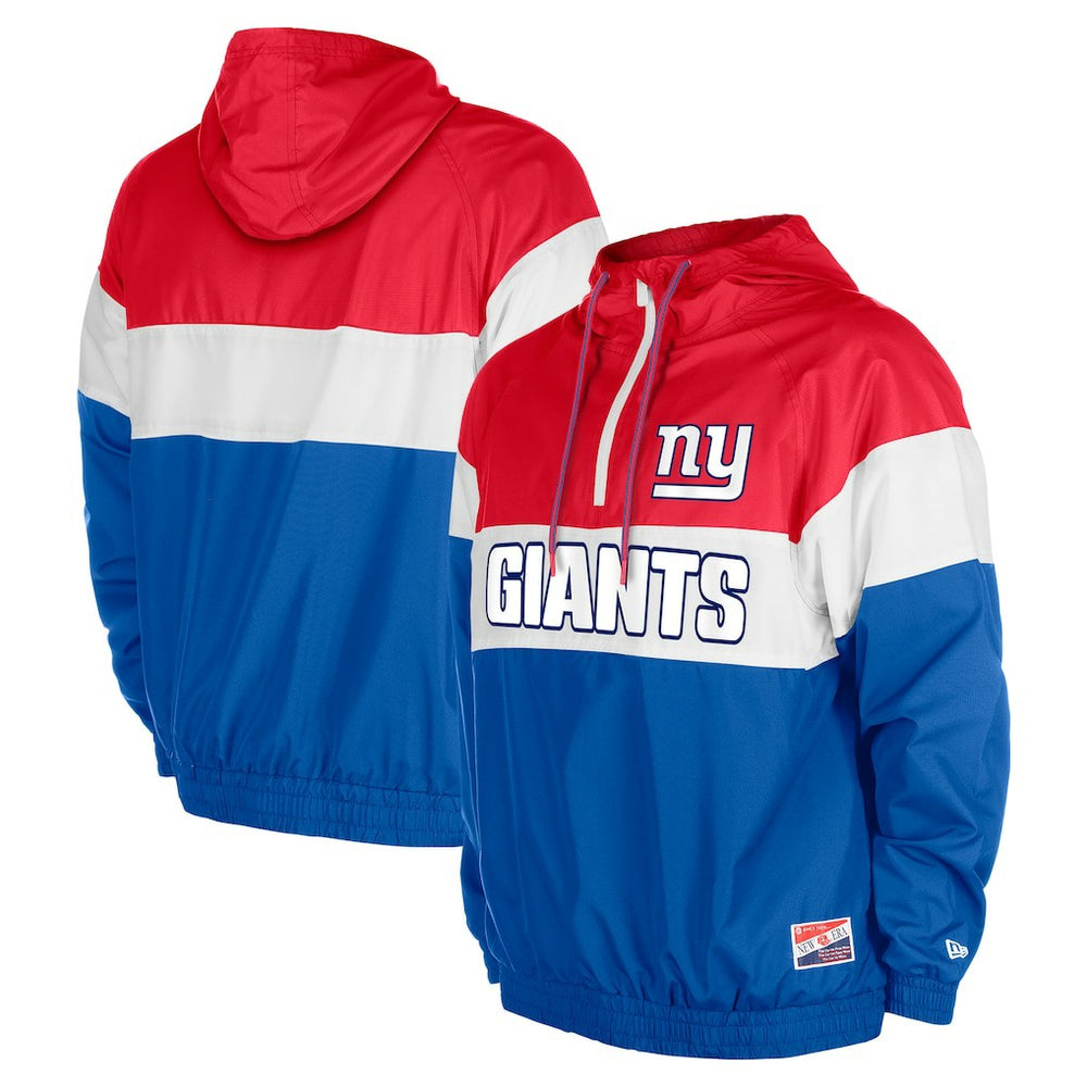 New York Giants New Era 3rd Down Raglan Quarter-Zip Windbreaker Jacket - Royal Jackets