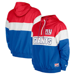 New York Giants New Era 3rd Down Raglan Quarter-Zip Windbreaker Jacket - Royal Jackets