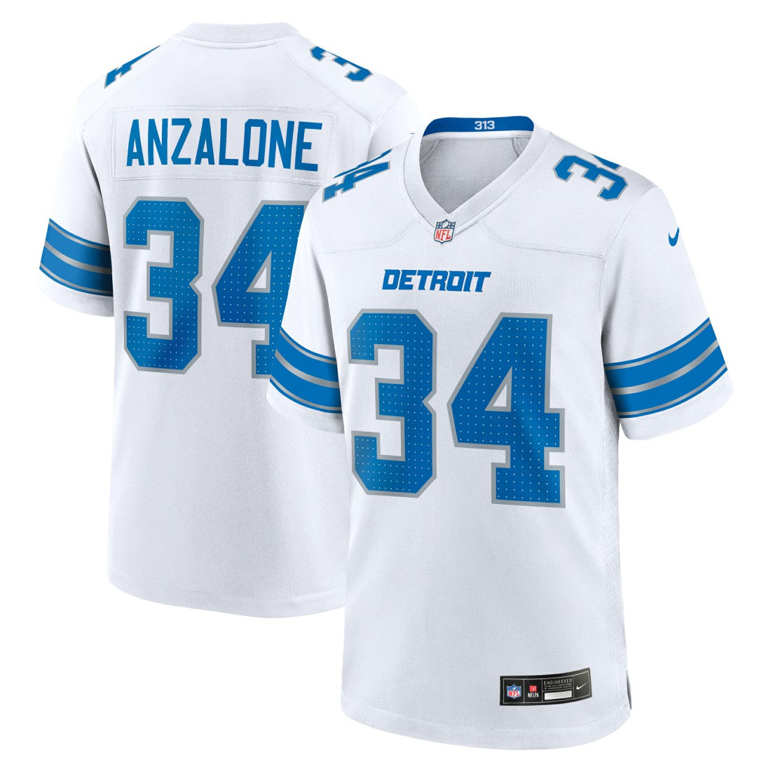 Alex Anzalone Detroit Lions White Game Jersey - White Jerseys
