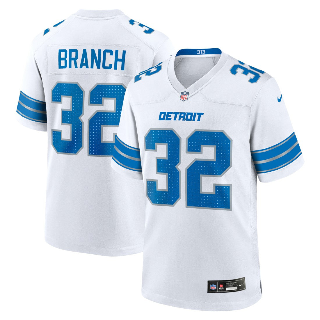 Brian Branch Detroit Lions White Game Jersey - White Jerseys