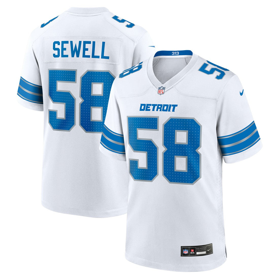 Penei Sewell Detroit Lions Game Jersey - White Jerseys