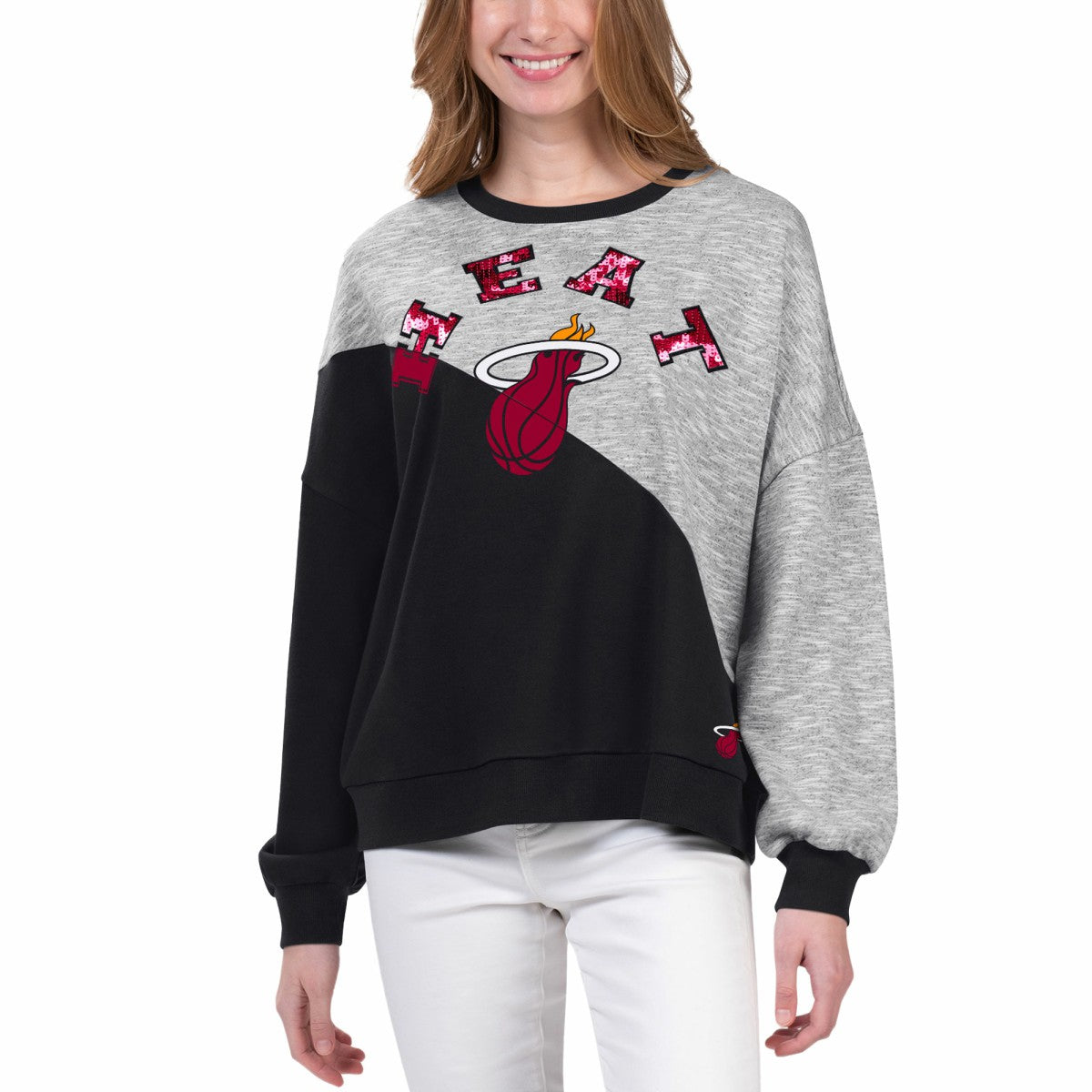 Miami Heat G-III 4Her by Carl Banks Women's Benches Split Pullover Sweatshirt Black outlet