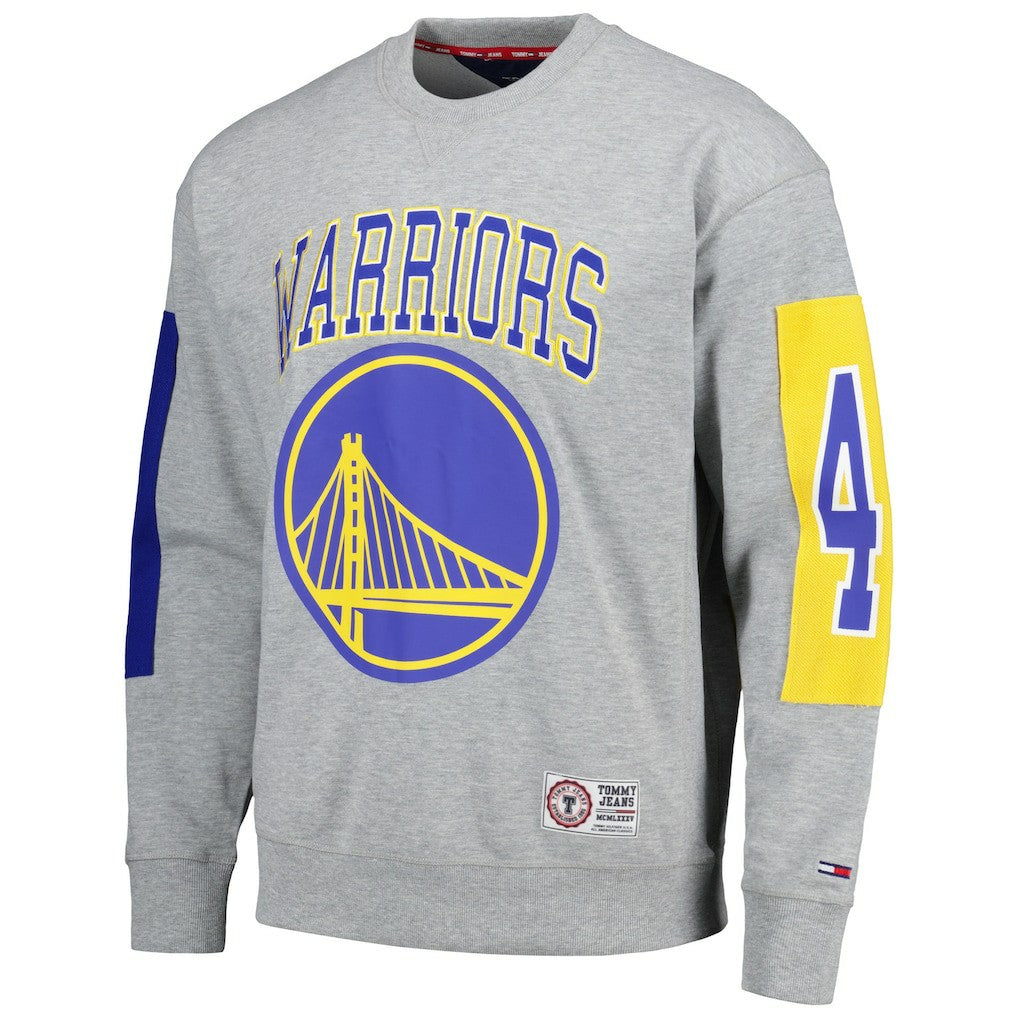 Golden State Warriors Tommy Jeans Hayes Crew Neck Pullover Sweatshirt Heather Gray