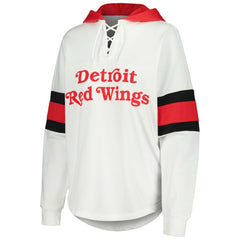 Detroit Red Wings G-III 4Her by Carl Banks Women's Goal Zone Long Sleeve Lace-Up Hoodie T-Shirt - White/Red | US 201038240