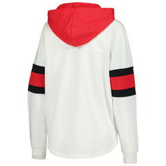 Detroit Red Wings G-III 4Her by Carl Banks Women's Goal Zone Long Sleeve Lace-Up Hoodie T-Shirt - White/Red | US 201038240