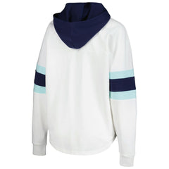 Seattle Kraken G-III 4Her by Carl Banks Women's Goal Zone Long Sleeve Lace-Up Hoodie T-Shirt - White/Deep Sea Blue | US 201038245
