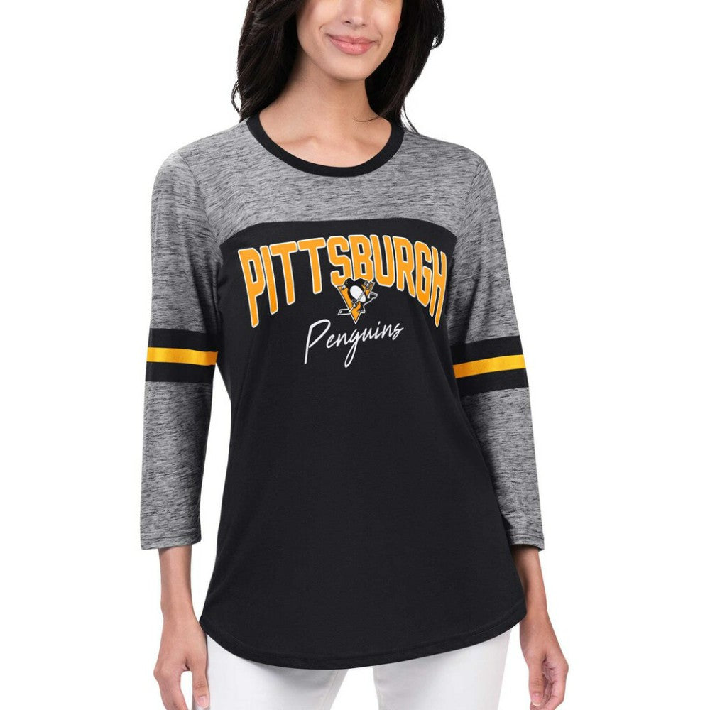 Pittsburgh Penguins G-III 4Her by Carl Banks Women's Play The Game 3/4-Sleeve T-Shirt - Black | US 201038281