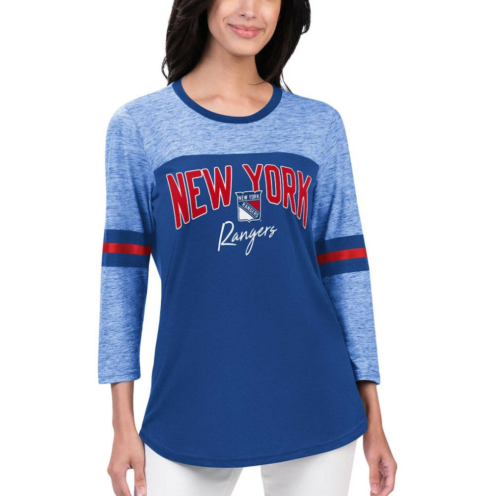 New York Rangers G-III 4Her by Carl Banks Women's Play The Game 3/4-Sleeve T-Shirt - Blue | US 201038283