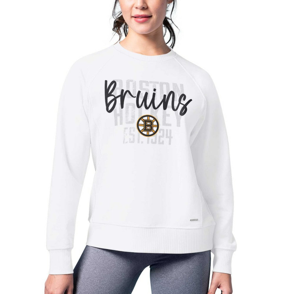 Boston Bruins MSX by Michael Strahan Women's Millie Raglan Pullover Sweatshirt - White | US 201038286