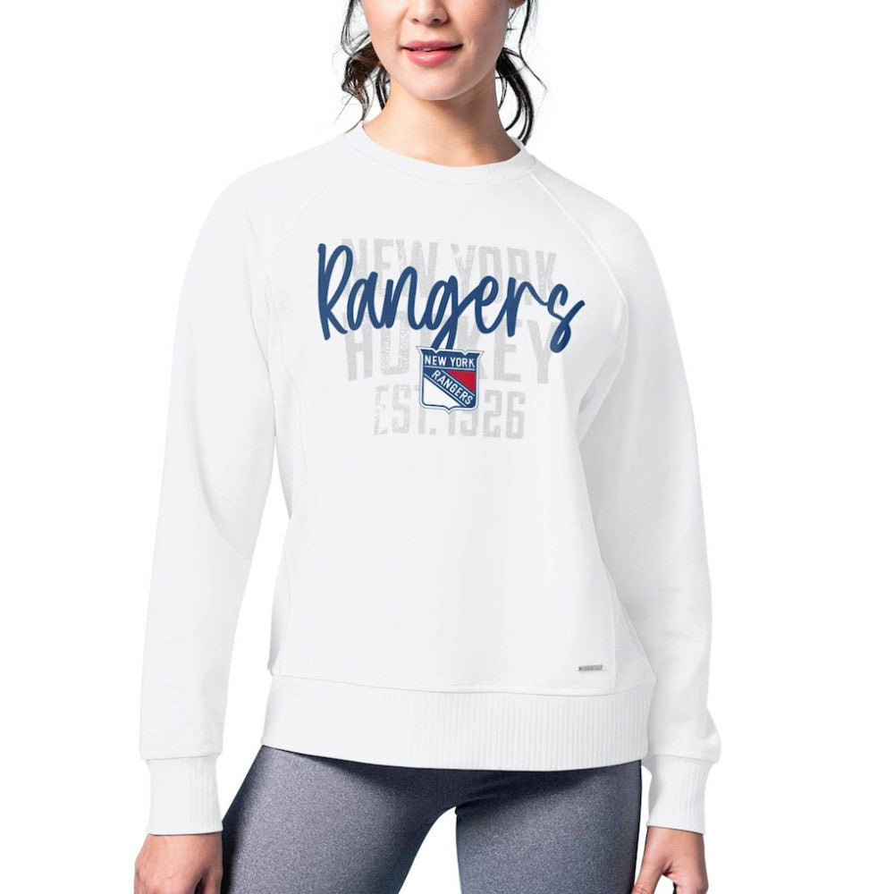 New York Rangers MSX by Michael Strahan Women's Millie Raglan Pullover Sweatshirt - White | US 201038291