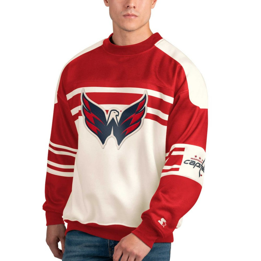 Washington Capitals Starter Defense Fleece Crewneck Pullover Sweatshirt - White | US 201038296