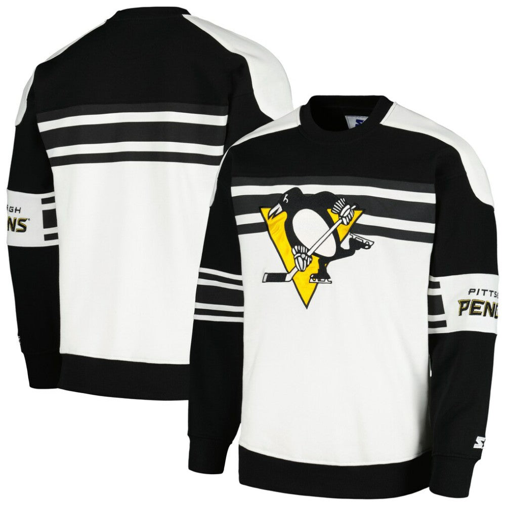 Pittsburgh Penguins Starter Defense Fleece Crewneck Pullover Sweatshirt - White | US 201038305