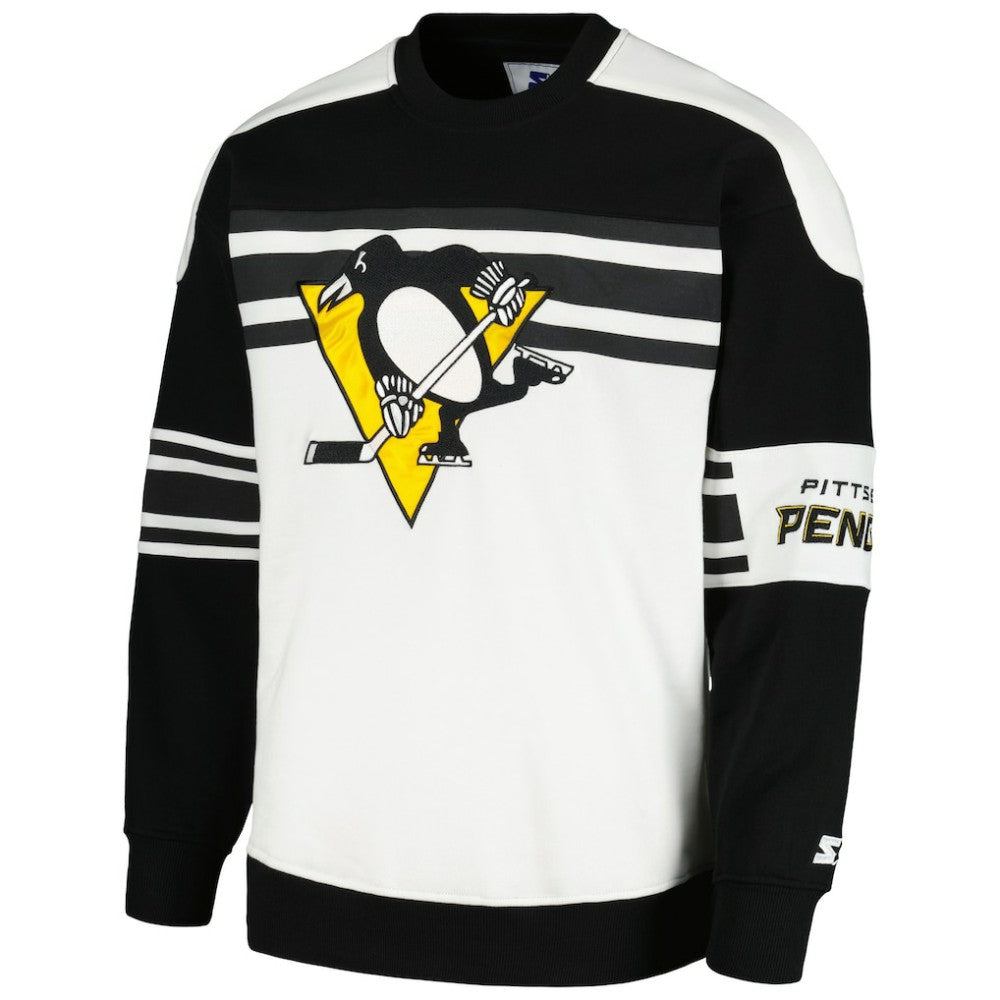Pittsburgh Penguins Starter Defense Fleece Crewneck Pullover Sweatshirt - White | US 201038305
