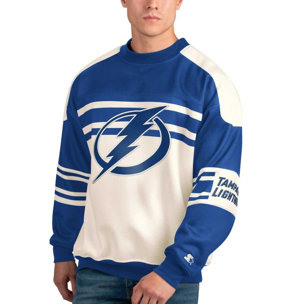 Tampa Bay Lightning Starter Defense Fleece Crewneck Pullover Sweatshirt - White | US 201038309