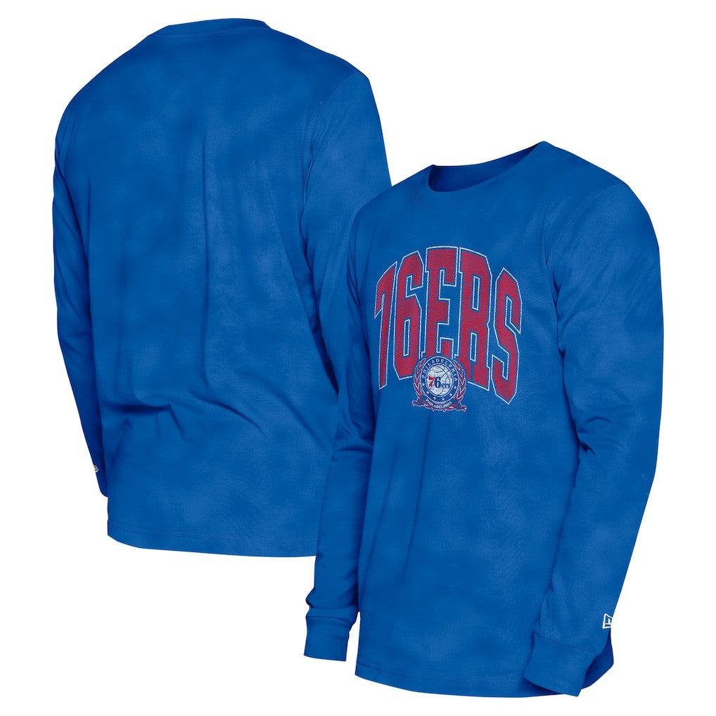 Philadelphia 76ers Unisex Oversized Essentials Enzyme Wash Long Sleeve T-Shirt Royal - New Era
