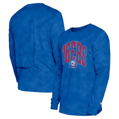 Philadelphia 76ers Unisex Oversized Essentials Enzyme Wash Long Sleeve T-Shirt Royal - New Era