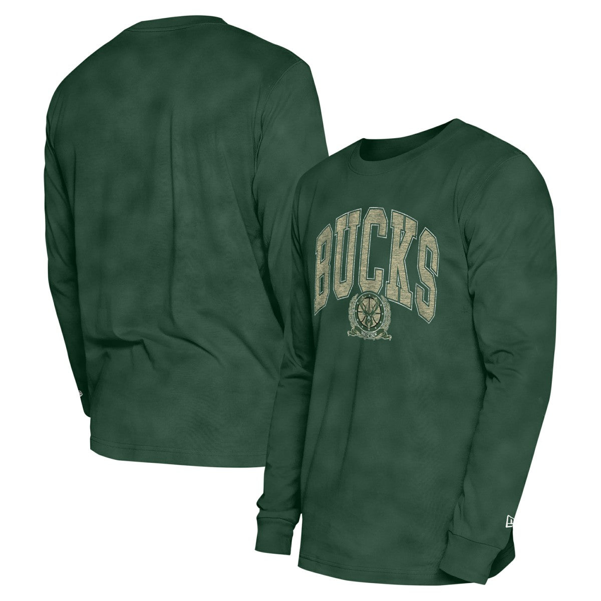 Milwaukee Bucks Unisex Oversized Essentials Enzyme Wash Long Sleeve T-Shirt Hunter Green - New Era
