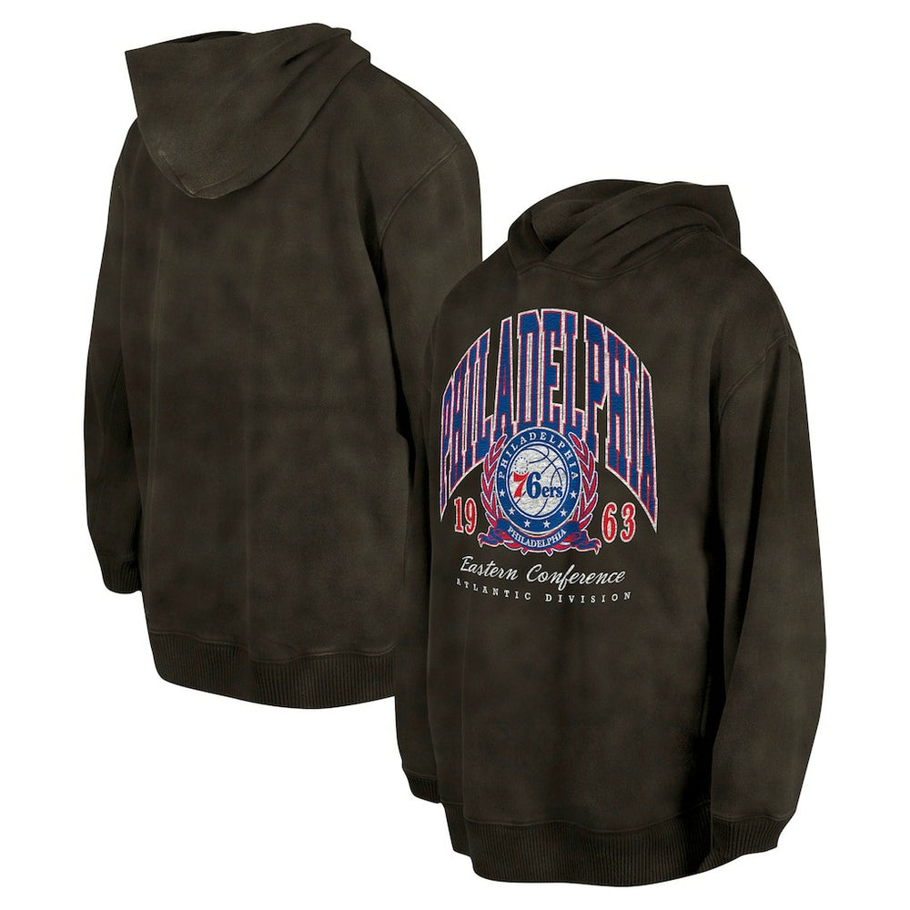 Philadelphia 76ers Unisex Oversized Essentials Pigment Wash Fleece Pullover Hoodie Charcoal - New Era
