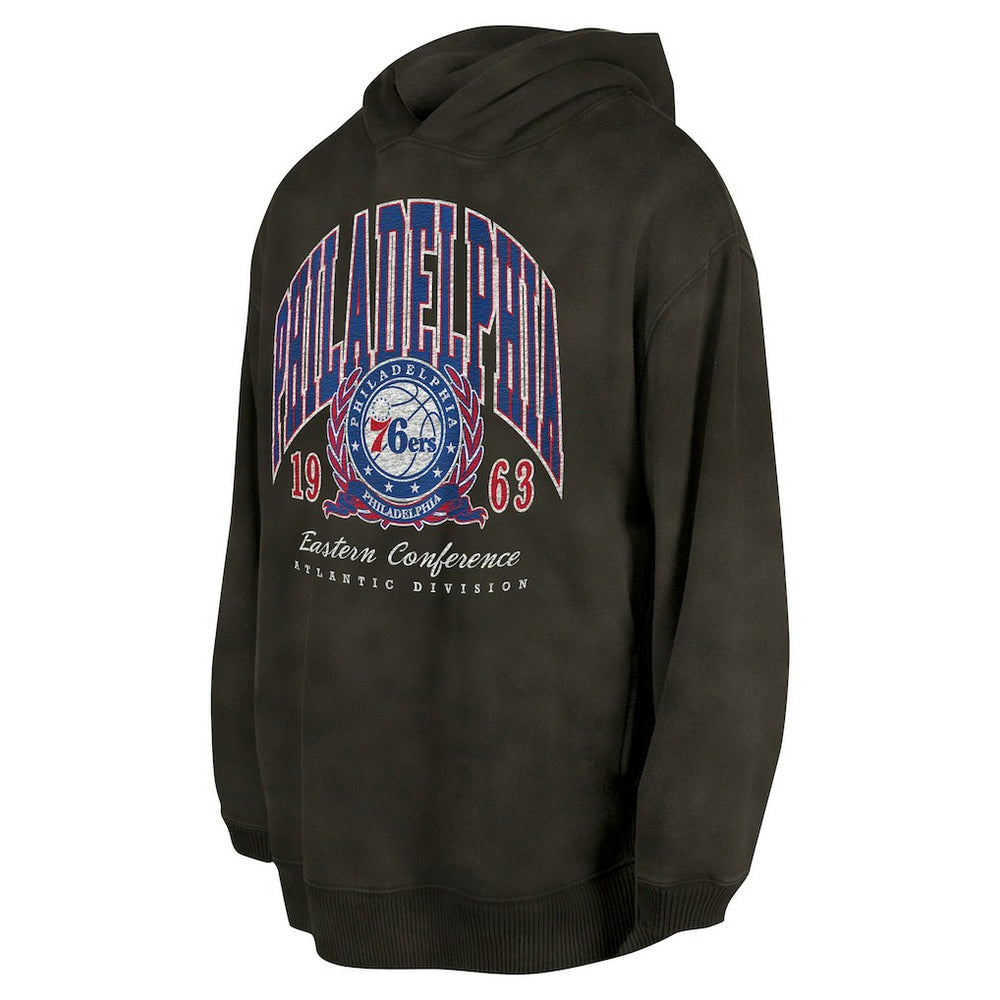 Philadelphia 76ers Unisex Oversized Essentials Pigment Wash Fleece Pullover Hoodie Charcoal - New Era