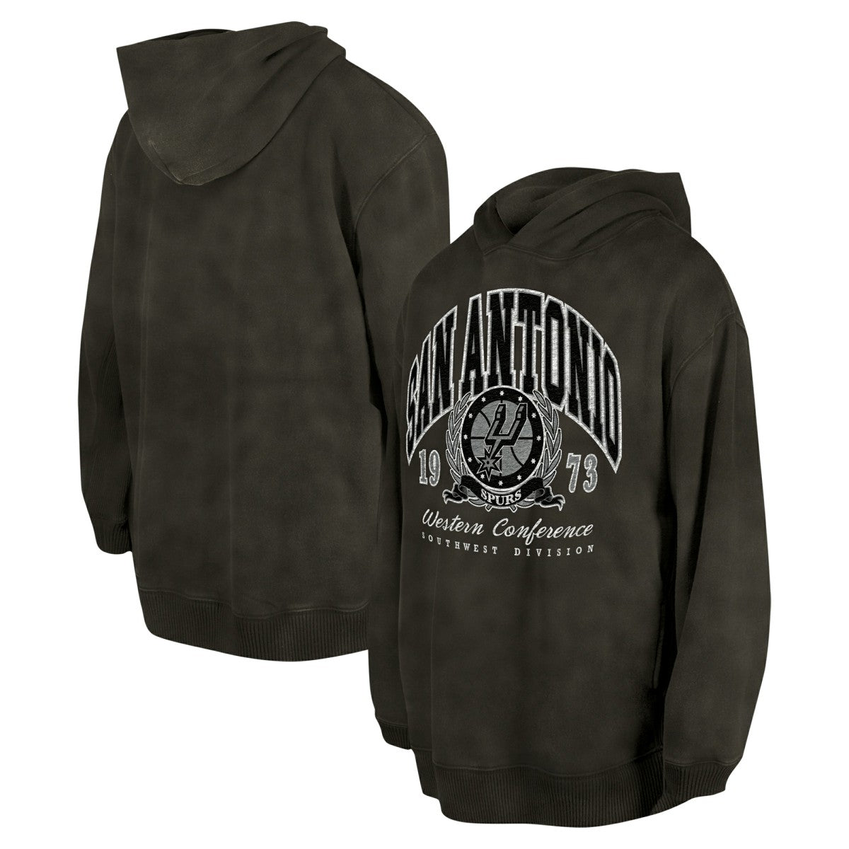 San Antonio Spurs Unisex Oversized Essentials Pigment Wash Fleece Pullover Hoodie Charcoal - New Era