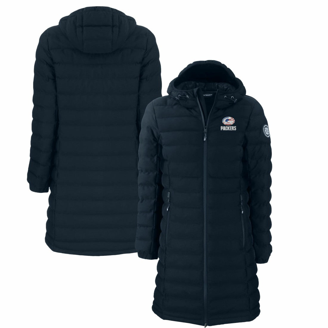Green Bay Packers Cutter & Buck Women's Americana Mission Ridge Repreve Eco Insulated Full-Zip Puffer Jacket - Navy Jackets