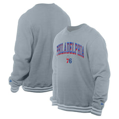 Philadelphia 76ers Chenille Cross Over Pullover Sweatshirt Gray - New Era