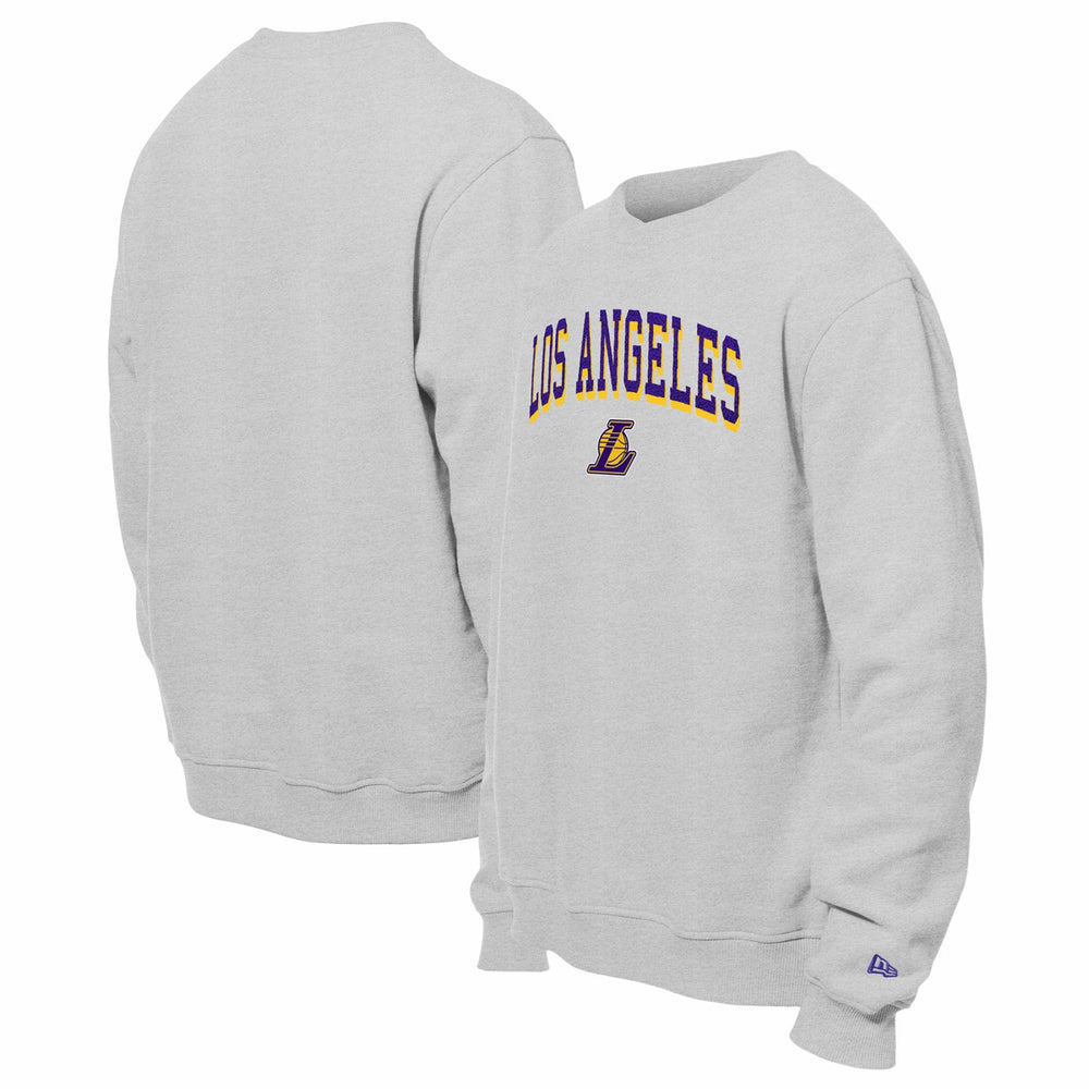 Los Angeles Lakers Chenille Cross Over Pullover Sweatshirt Gray - New Era