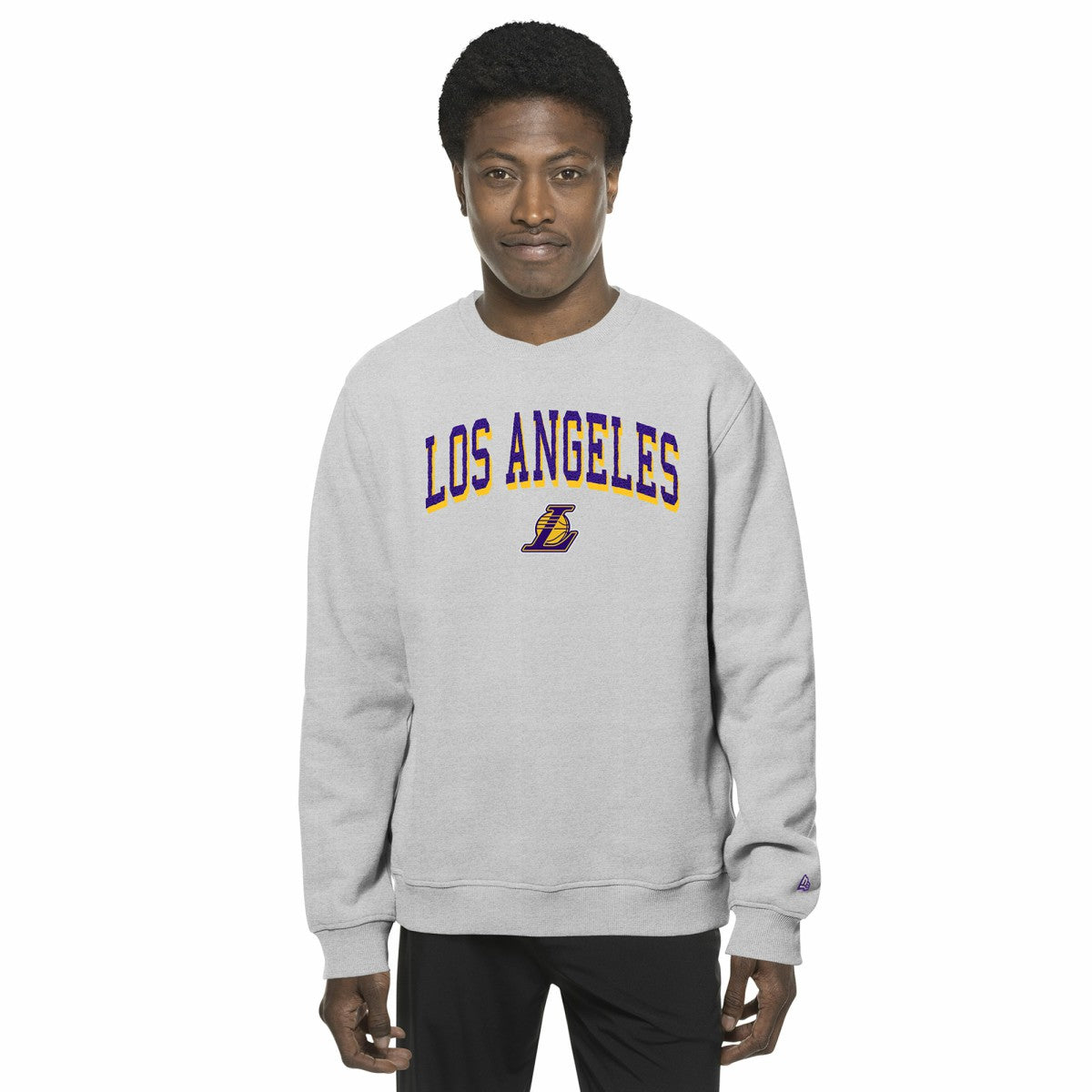 Los Angeles Lakers Chenille Cross Over Pullover Sweatshirt Gray - New Era