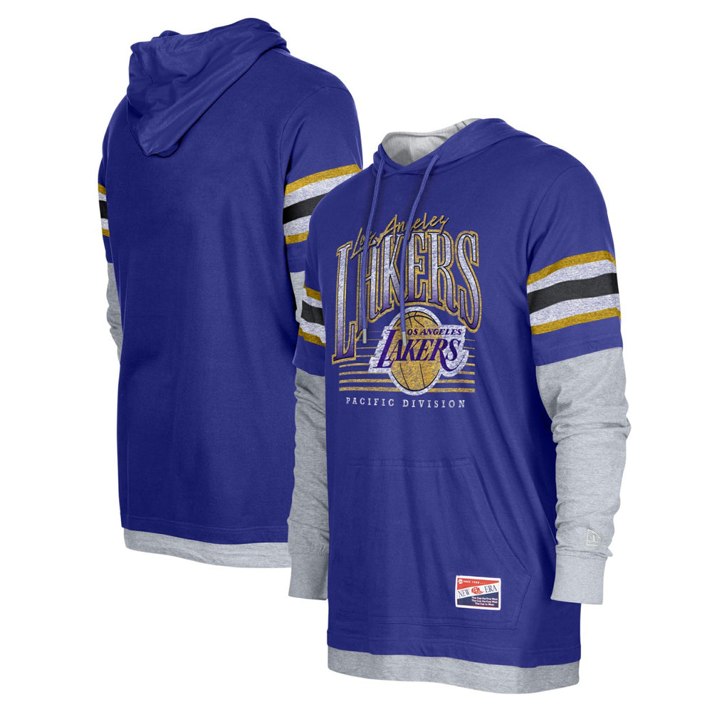 Los Angeles Lakers Layered Long Sleeve Hoodie T-Shirt Purple - New Era