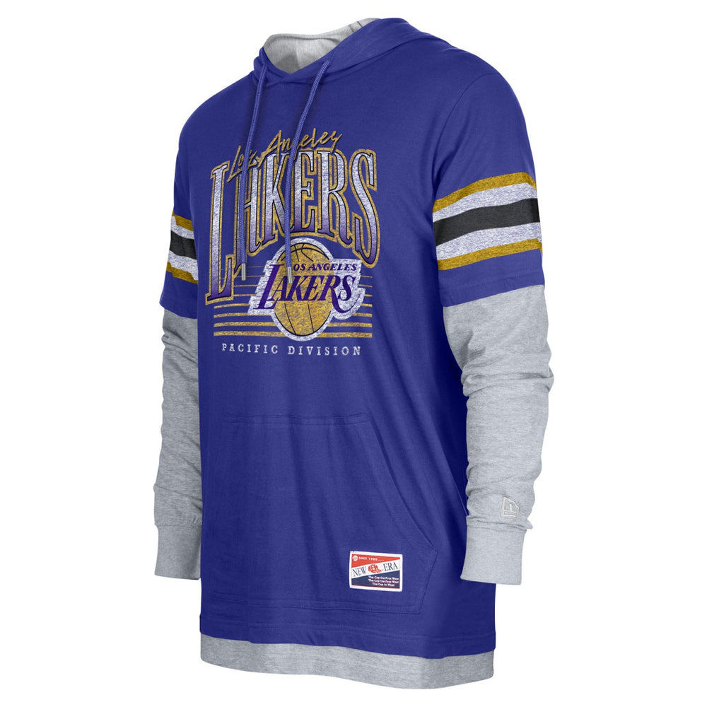 Los Angeles Lakers Layered Long Sleeve Hoodie T-Shirt Purple - New Era