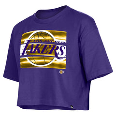 Los Angeles Lakers Women's Oversized Boxy Crop T-Shirt Purple - New Era