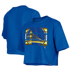 Golden State Warriors Women's Oversized Boxy Crop T-Shirt Royal - New Era