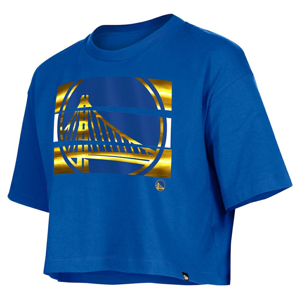 Golden State Warriors Women's Oversized Boxy Crop T-Shirt Royal - New Era