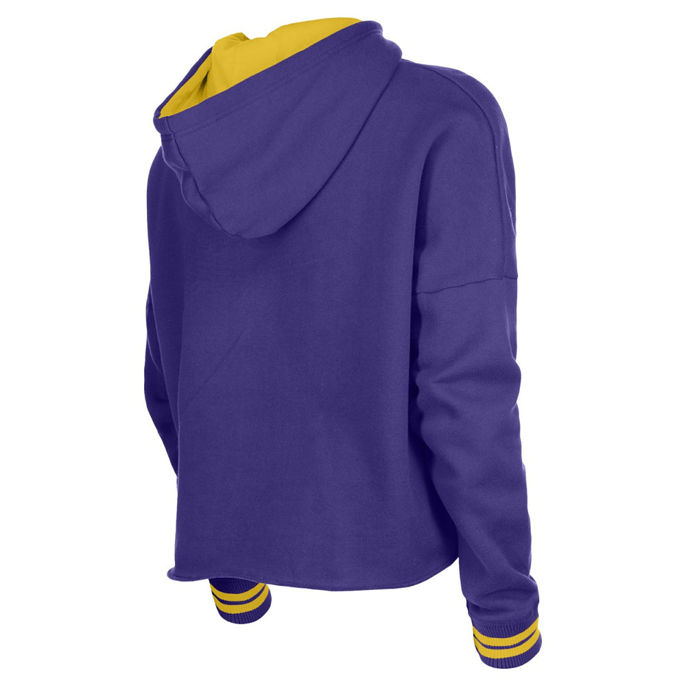 Los Angeles Lakers Women's Boxy Raw Edge Pullover Hoodie Purple - New Era