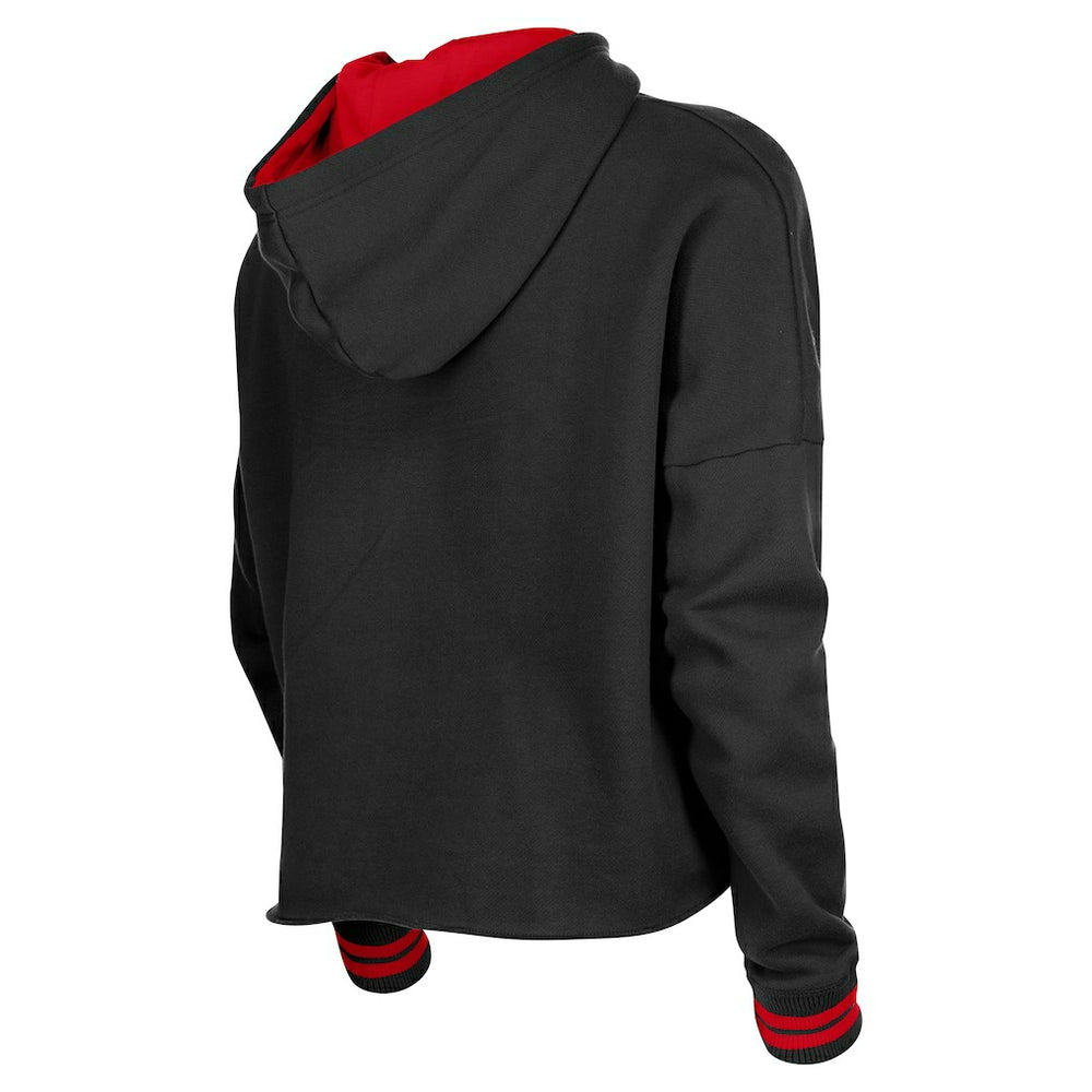Chicago Bulls Women's Boxy Raw Edge Pullover Hoodie Black - New Era