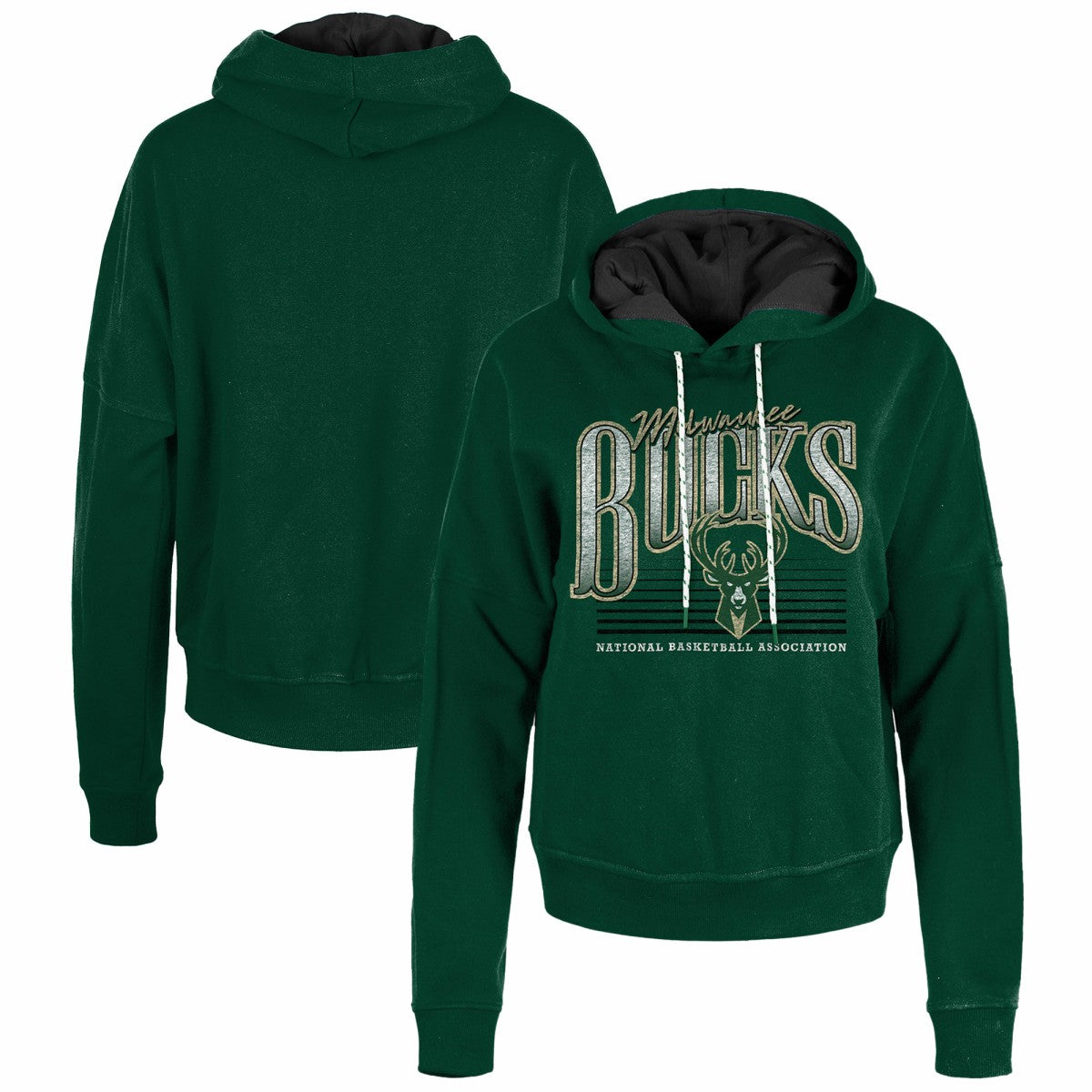 Milwaukee Bucks Women's Boxy Pullover Hoodie Hunter Green - New Era