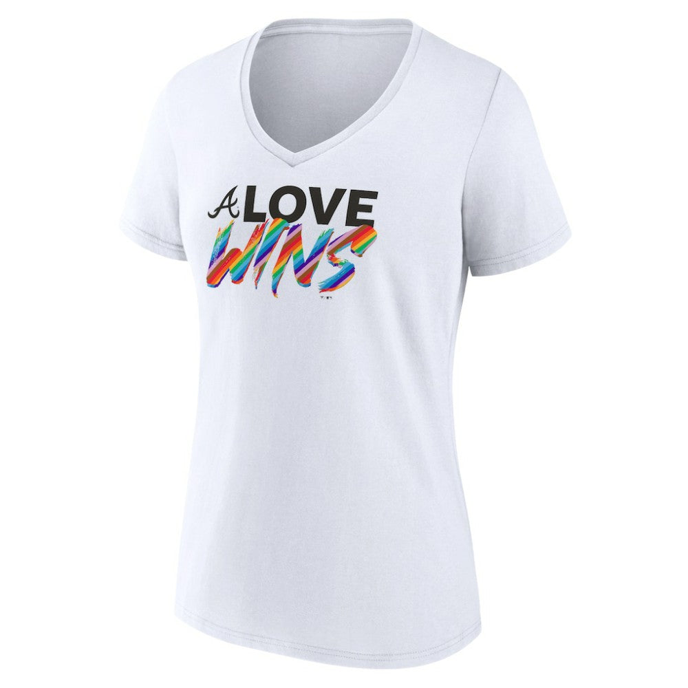 Atlanta Braves Women's Love Wins V-Neck T-Shirt - White T-shirts