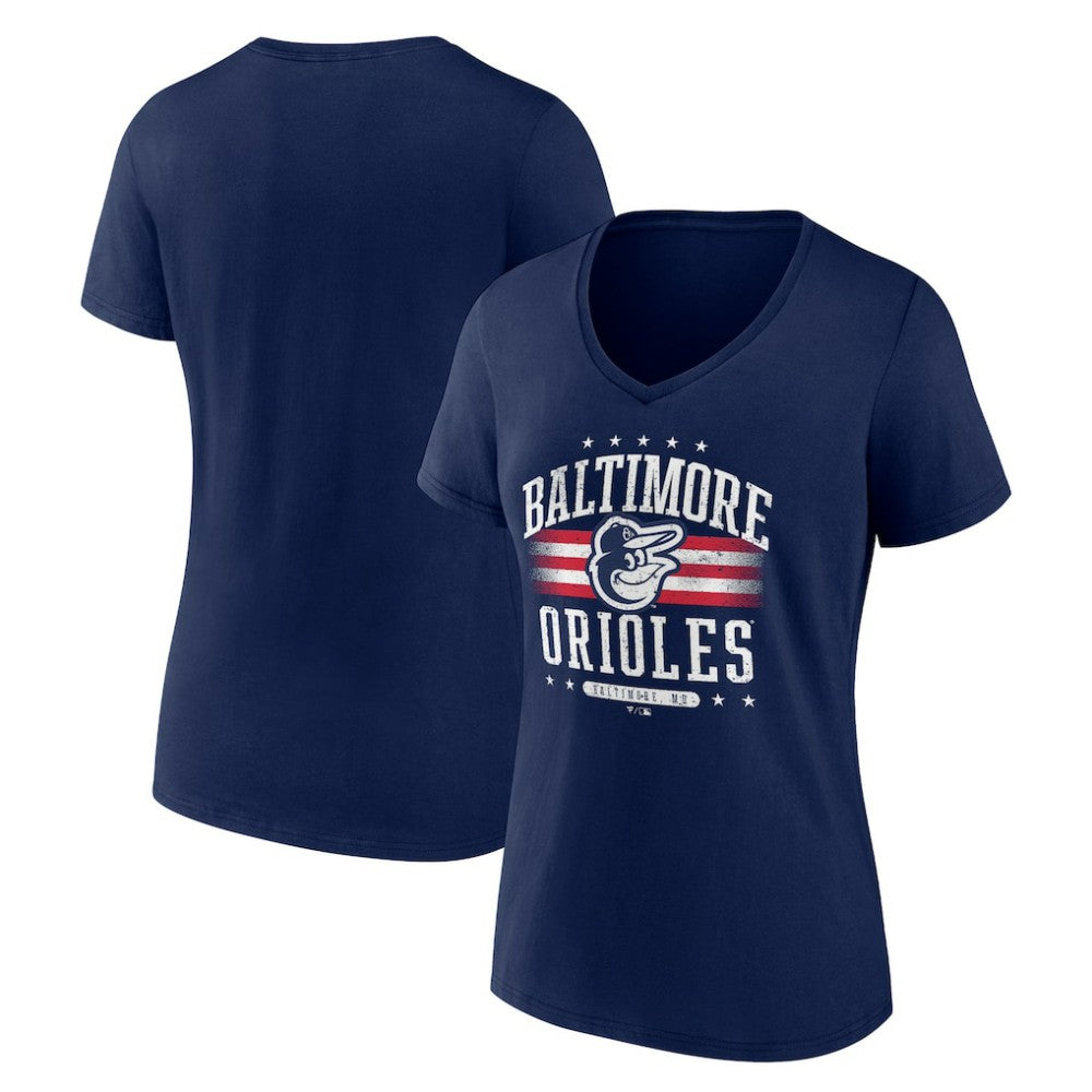 Baltimore Orioles Women's Americana Team V-Neck T-Shirt - Navy T-shirts