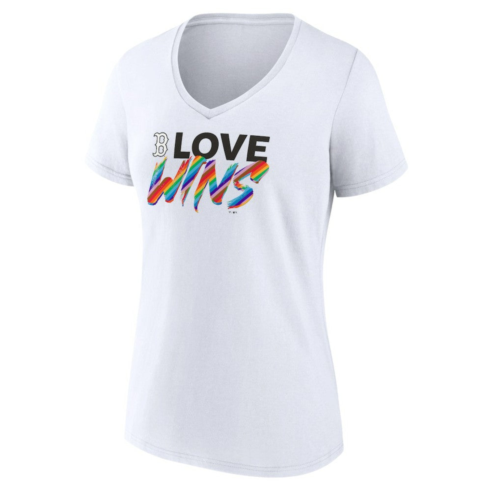 Boston Red Sox Women's Love Wins V-Neck T-Shirt - White T-shirts