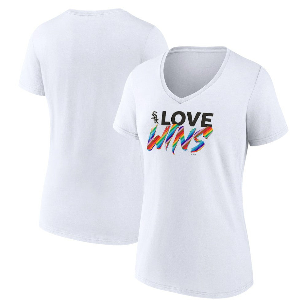 Chicago White Sox Women's Love Wins V-Neck T-Shirt - White T-shirts
