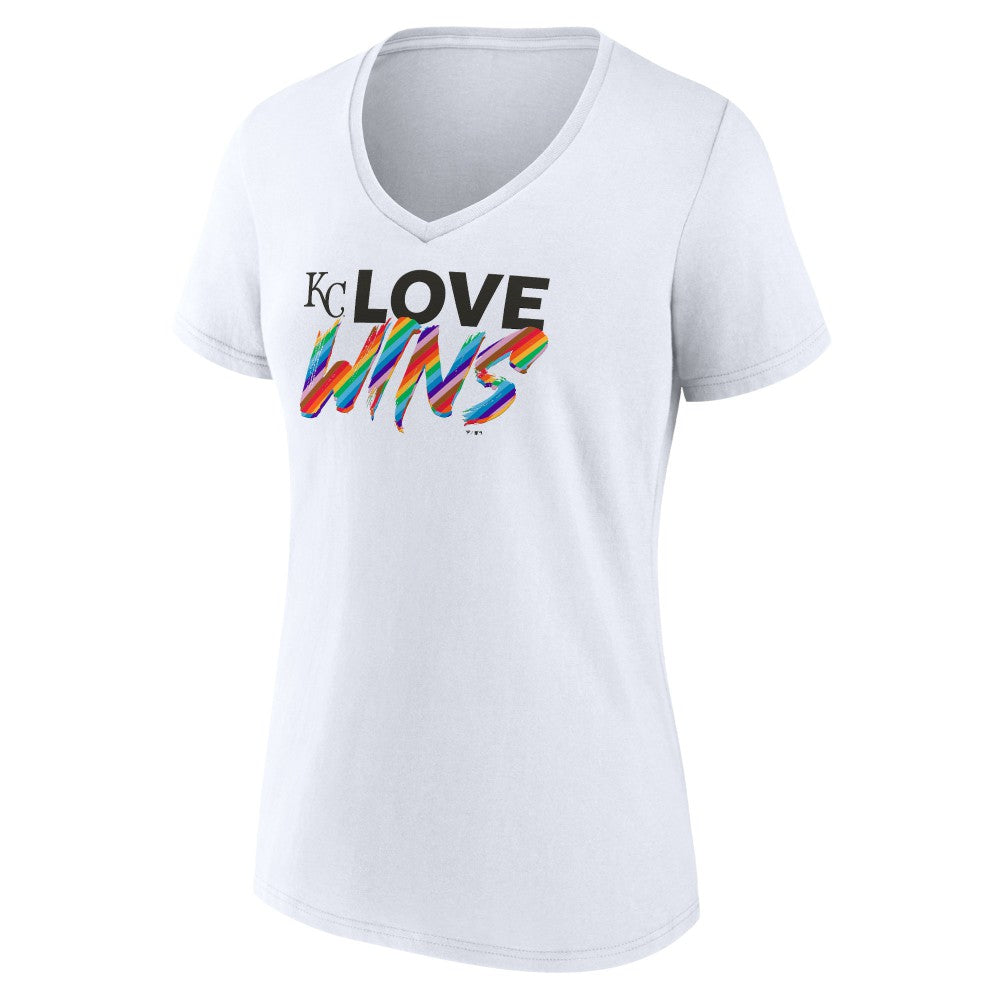 Kansas City Royals Women's Love Wins V-Neck T-Shirt - White T-shirts