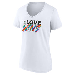 Los Angeles Angels Women's Love Wins V-Neck T-Shirt - White T-shirts