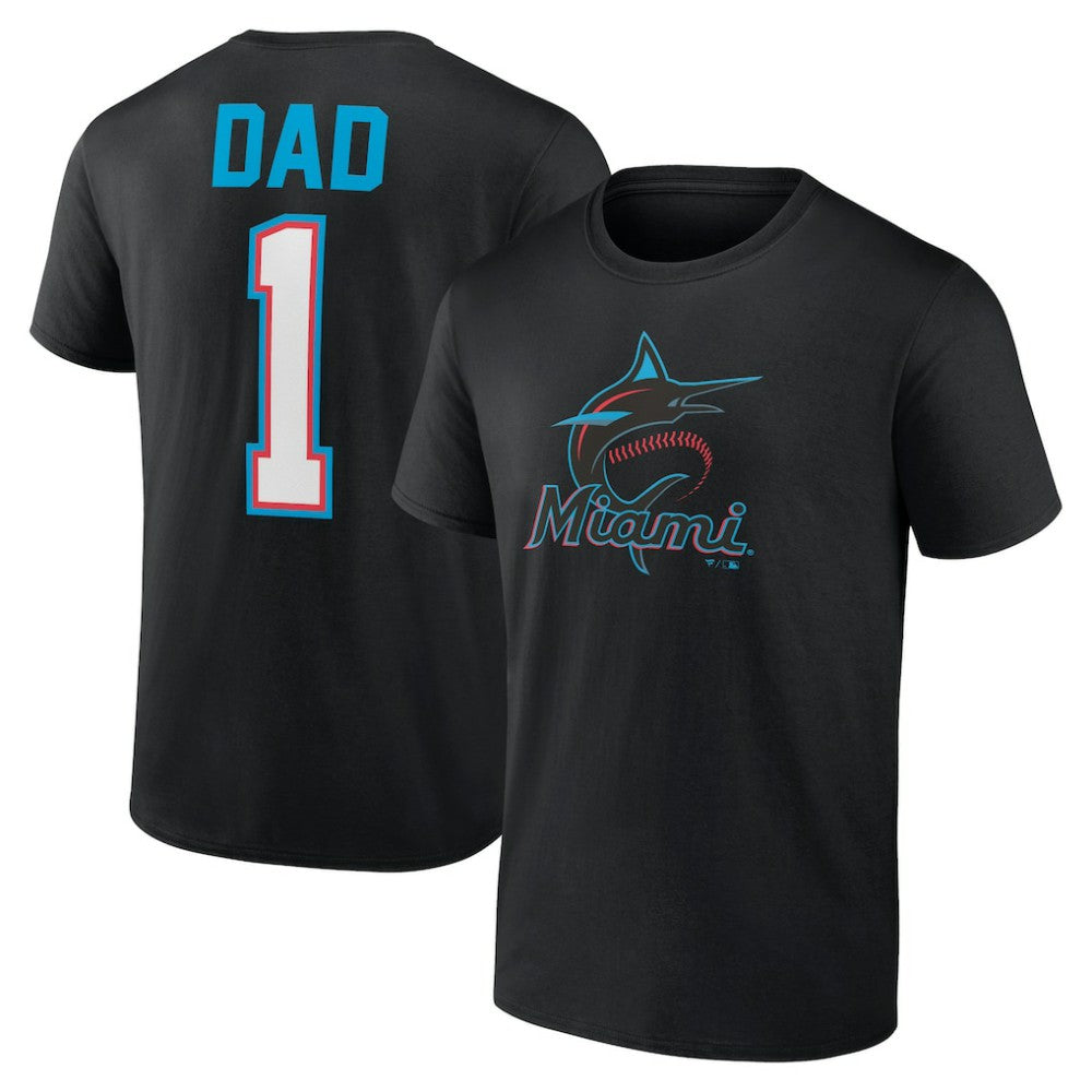 Miami Marlins Father's Day #1 Dad T-Shirt - Black T-shirts