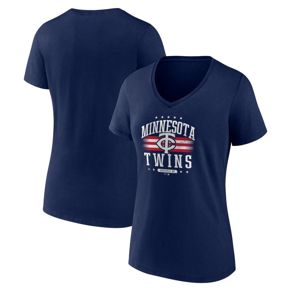 Minnesota Twins Women's Americana Team V-Neck T-Shirt - Navy T-shirts