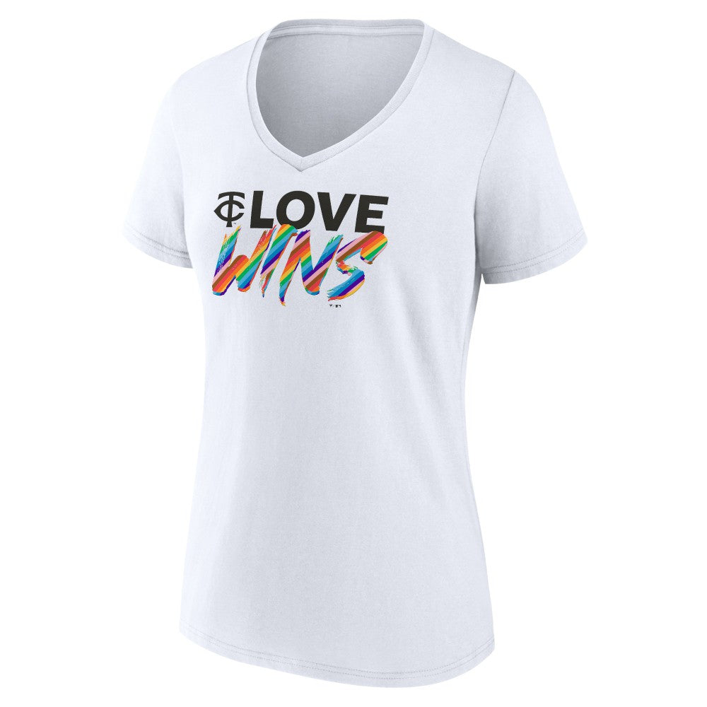 Minnesota Twins Women's Love Wins V-Neck T-Shirt - White T-shirts